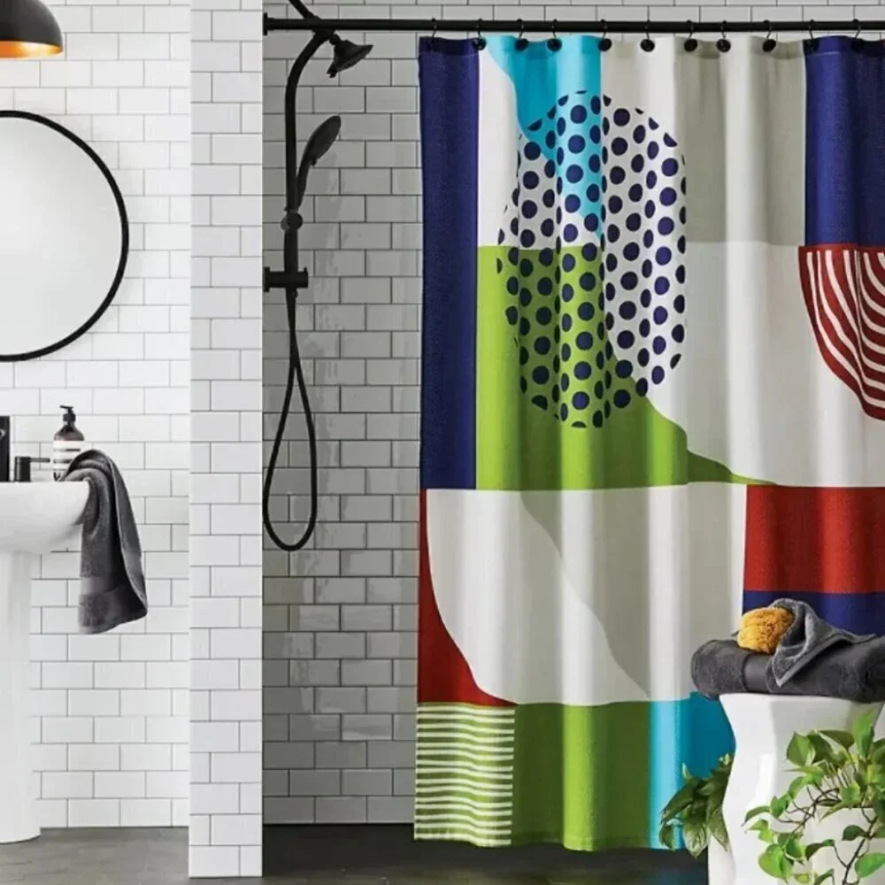 Arren Williams Shower Curtain Cotton Modern Abstract 72x72 Oeko-Tex Multicolor